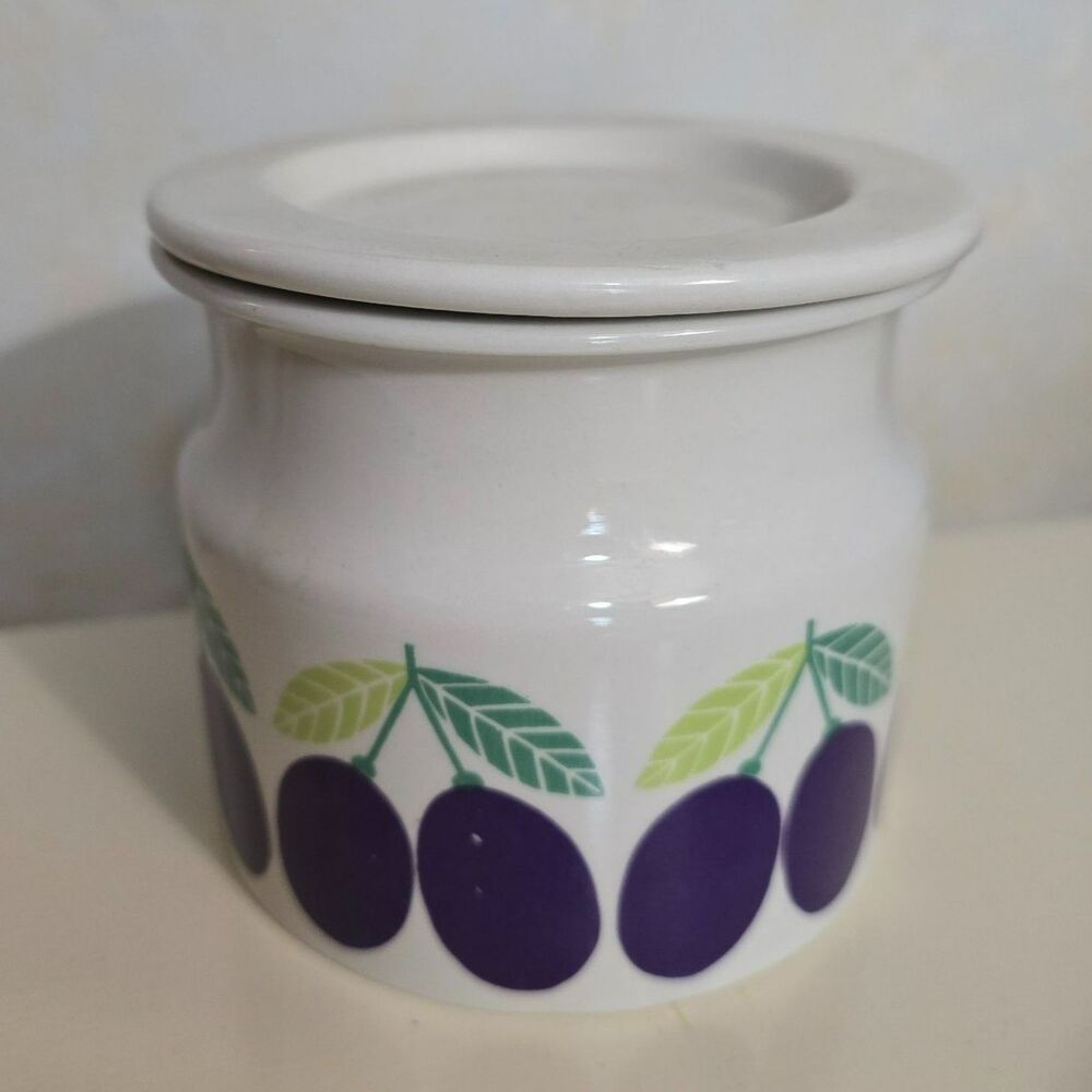Vintage Pomona Arabia Finland Lidded Plum Jam Jar